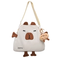 Borsa a tracolla in nylon bianco con simpatico design animale 3D e tracolla regolabile - Bianco