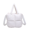 Borsa a mano trapuntata bianca minimalista con manici larghi e design imbottito - Bianco