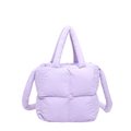 Chic light purple puffer shoulder bag with a quilted design and padded handles - Purple