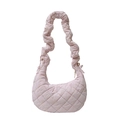 Rosafarbene gesteppte Nylon-Umhängetasche mit Regenbogennaht und gerafftem Schultergurt - Rosa