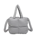 Minimalist grey quilted cloud bag in padded nylon with soft shoulder straps - Gray