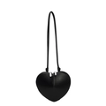 Chic black heart-shaped crossbody bag with dual silver zippers and a sleek leather finish - Black