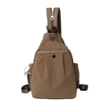 Vielseitige khakifarbene Nylontasche mit Reißverschlussriemen und Metalldrehverschluss - Khaki