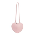 Pink heart-shaped crossbody bag with smooth leather texture and top zipper closure - Pink