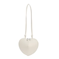 Chic heart-shaped crossbody bag in creamy white smooth leather with top double zippers - Off-white