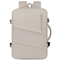 Zaino impermeabile in tessuto Oxford beige con scomparti multipli e manici superiori - Bianco Sporco