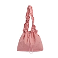 Rosafarbene Nylon-Schultertasche mit Strasssteinen und gerafftem Träger für Damen - Rosa