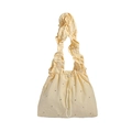 Schicke gelbe Falten-Tasche mit Strasssteinen und gerafftem Schultergurt-Design - Gelb