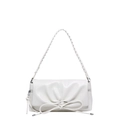 Borsa a mano chic in pelle PU bianco crema con design a pieghe e tracolla intrecciata - Bianco