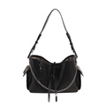 Borsa a tracolla minimalista in PU nero con catena argento e tasche laterali lucide - Nero