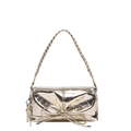 Borsa a tracolla chic in pelle PU oro metallizzato con fiocco decorativo e tracolla intrecciata - Oro
