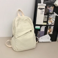 Mochila minimalista de lona blanco crema de estilo japonés con gran capacidad - Blanco