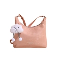 Bolso bandolera de cuero PU rosa para mujer con un lindo colgante de nube y correa ajustable - Rosa Con Adorno