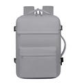 Dettaglio del tessuto Oxford grigio impermeabile e fibbie rinforzate sullo zaino minimalista - Grigio