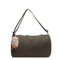 Minimalist olive green cylindrical crossbody bag with cute coffee cup plush charm - Green (With Charm)