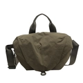 Versatile dark olive green nylon crossbody bag with adjustable wide strap and top handles - Green