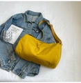 Minimalist bright yellow nylon cylindrical crossbody bag with casual wide strap - Yellow (Without Charm)