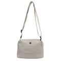 Minimalistische beige Umhängetasche aus Nylon mit verstellbarem Riemen für Damen - Cremeweiß