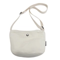 Borsa a tracolla minimalista in tela bianco sporco da donna con chiusura a scatto in metallo - Bianco
