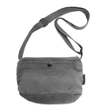 Borsa a tracolla in tela grigia minimalista con tasca a scatto nera e cinghia regolabile - Grigio