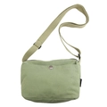 Minimalist light green canvas crossbody bag for women with top zipper and front pocket - Green