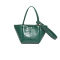 Dunkelgrüne Handtasche aus PU-Leder mit Krokodilmuster, elegantem Griff und Gurt - Grün