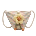 Handgefertigte gewebte Umhängetasche mit Sonnenblumen-Design und Perlenverschluss - Sonnenblumen-Stil (Muster 1 Weiß) / Weiß