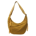 Bright yellow minimalist nylon crescent crossbody bag with woven rope zippers and adjustable strap - Yellow