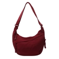 Dark red crescent canvas messenger bag with adjustable wide strap for daily casual use - Red