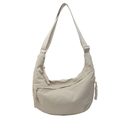 Versatile cream nylon crescent crossbody bag with adjustable strap and woven zipper pulls - Off White
