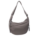 Gray canvas crescent crossbody bag with woven zipper pulls and adjustable strap - Gray