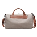 Minimalist canvas tote bag with leather handles for travel and gym use in beige color - Brown