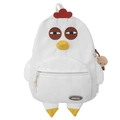Mochila creativa de nylon con forma de pollo blanco con cresta roja y pico amarillo - Blanco