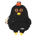 Mochila chic de nailon negro con diseño creativo de gallo y colgante de oveja de felpa - Negro