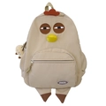 Mochila de moda en nailon caqui con forma de pollito lindo y colgante de peluche - Caqui