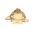 Metallic gold bucket bag with chain strap and drawstring closure for stylish women - Gold