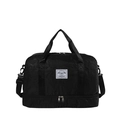 Schwarze Reisetasche mit Sternsteppung, separatem Schuhfach und verstellbarem Schultergurt - Schwarz