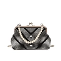 Chic black evening crossbody bag with sparkling silver rhinestones and pearl handle - Black