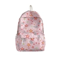 Sac à dos en nylon rose pour filles avec motifs d'étoiles colorées et poche avant zippée - Rose