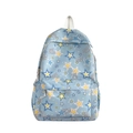 Sac à dos en nylon bleu clair avec motifs d'étoiles colorées et poche avant zippée - Bleu