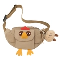Marsupio in nylon kaki a forma di pollo con design creativo e ciondolo in peluche morbido - Cachi