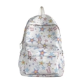 Sac à dos en nylon blanc avec motifs d'étoiles colorées et lettrage décoratif pour femme - Blanc