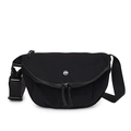 Bolso bandolera de media luna negro minimalista en lona lavada con correa ajustable - Negro