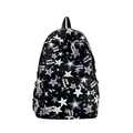 Sac à dos minimaliste en nylon noir avec motifs d'étoiles et imprimés de lettres stylés - Noir