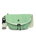 Bolso bandolera verde menta de tela lavada con correa ajustable y bolsillo con cremallera - Verde