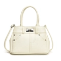 Chic off-white PU leather crossbody bag with rivet details and litchi texture - White