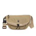 Bolso bandolera de nailon caqui con correa ajustable y textura en fondo blanco - Caqui