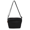 Minimalistische schwarze wasserdichte Schultertasche mit orangefarbenem Webetikett - Schwarz