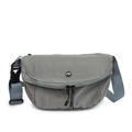 Summer crossbody bag in sage green washed fabric with adjustable woven strap - Gray