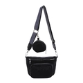 Bolso bandolera negro de cuero PU con tachuelas y correa de patrón de espiga - Negro